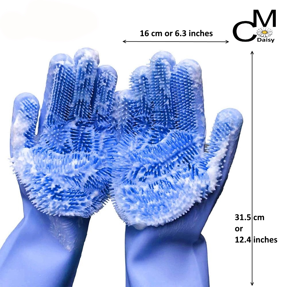 Dimensions of gloves and how soapy they can get.
