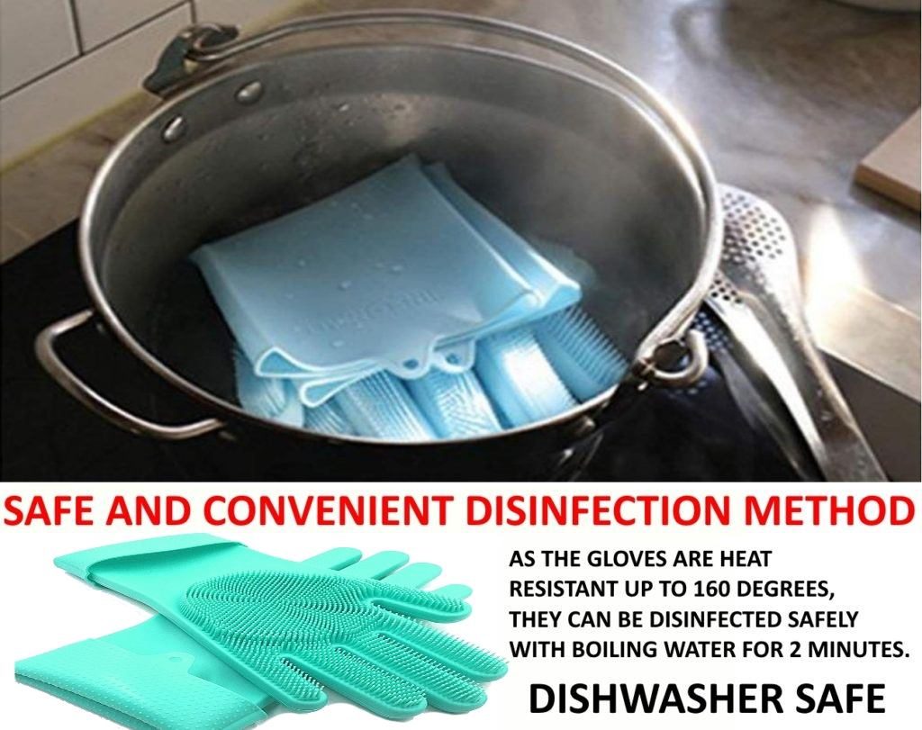 safe and convenient disinfection method, these silicone gloves are also dishwasher safe.