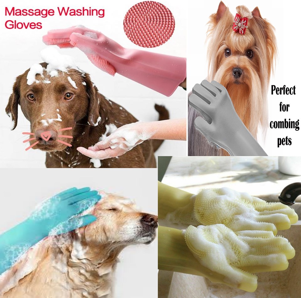 Silicone gloves are perfect to massage, wash and comb your pets.